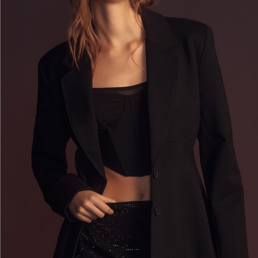 Anthropologie Black Corset Blazer